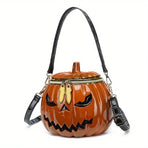 Halloween Upgraded Fun Pumpkin Bag, Dual-Strap Design, PU Material, Medium-Large Capacity, Party Essential./YELLOW