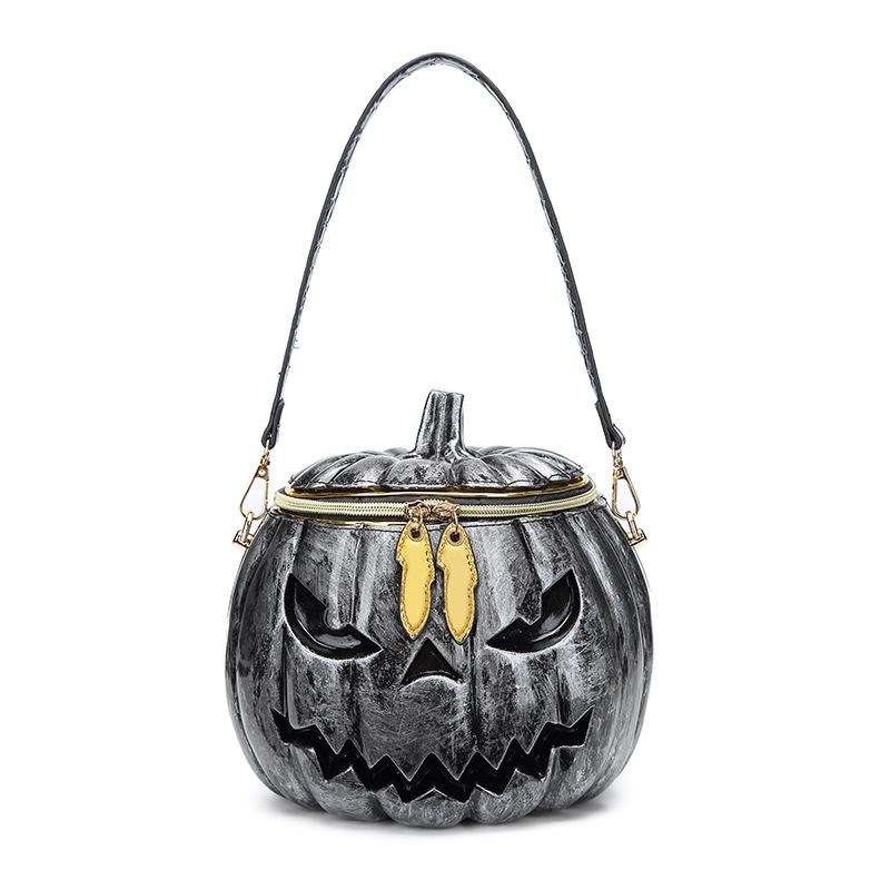 Halloween Upgraded Fun Pumpkin Bag, Dual-Strap Design, PU Material, Medium-Large Capacity, Party Essential./YELLOW