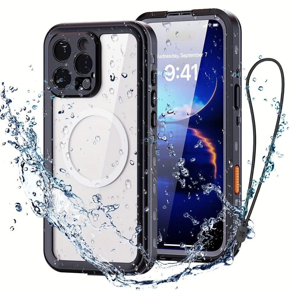 iPhone 16  Waterproof Phone Case IP68 Drop Protection Snow Dust Resistant with Lanyard for Swimming Skiing Off Road Adventures(blue)