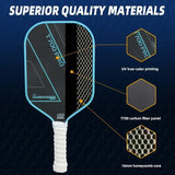 1PCS T700 PRO Carbon Fiber Pickleball Paddle: 8.0oz Lightweight Wide Body Control Paddle for Beginners & Seniors(BLUE) - Front View