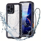 iPhone 16 Pro  Waterproof Phone Case IP68 Drop Protection Snow Dust Resistant with Lanyard for Swimming Skiing Off Road Adventures(blue) - Top-Down View