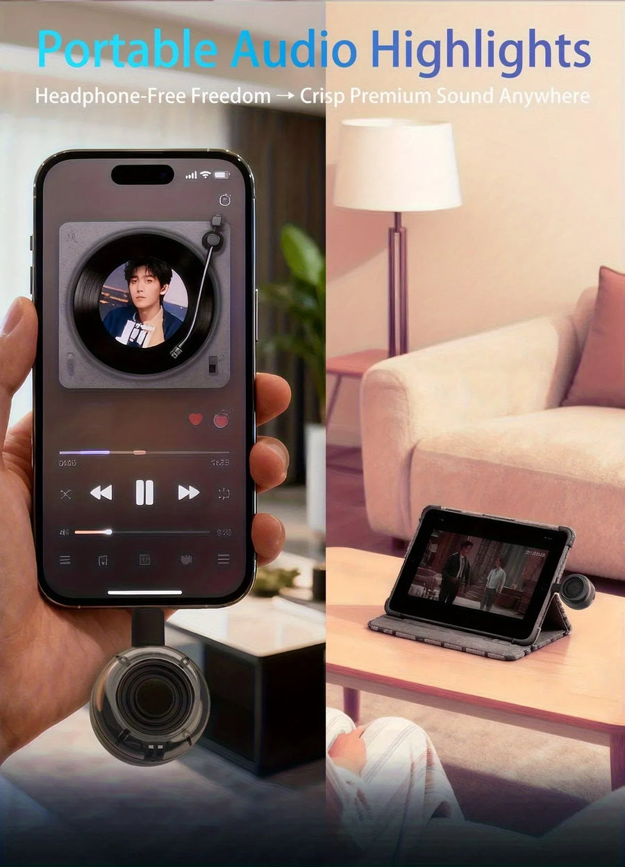 Cyberpunk Mini Type-C Speaker & Microphone – Plug & Play, No Charging Needed, the Eye of Sound in Your Pocket.
