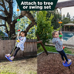 Tree Climbing Swing Rope – Hanging Tree Swing, PP/PE, Anti-Slip Discs, Outdoor Adventure Gift.(blue)