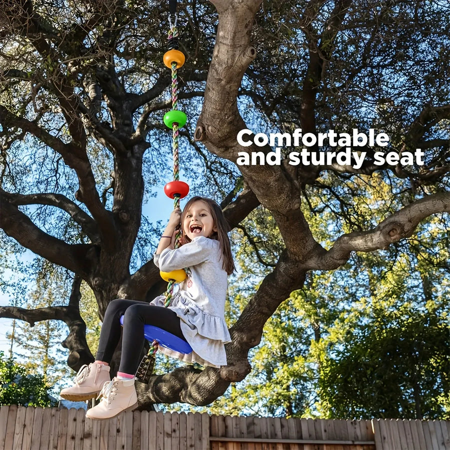 Tree Climbing Swing Rope – Hanging Tree Swing, PP/PE, Anti-Slip Discs, Outdoor Adventure Gift.(blue)