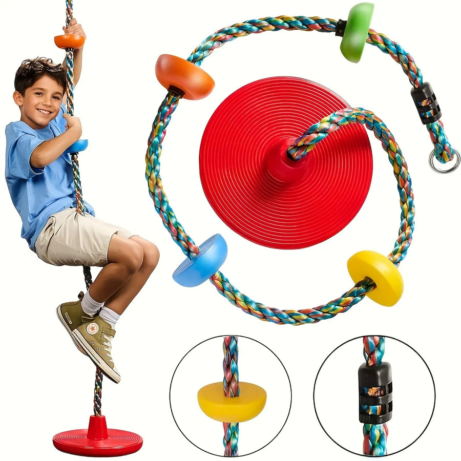 Tree Climbing Swing Rope – Hanging Tree Swing, PP/PE, Anti-Slip Discs, Outdoor Adventure Gift.(green)