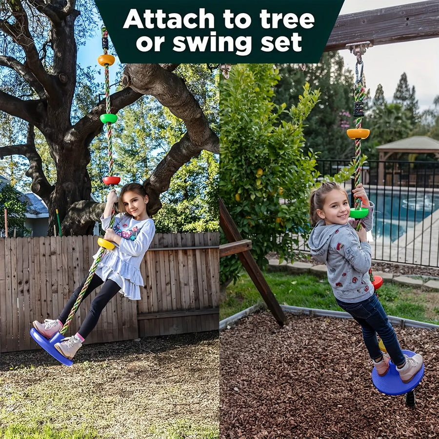 Tree Climbing Swing Rope – Hanging Tree Swing, PP/PE, Anti-Slip Discs, Outdoor Adventure Gift.(green)
