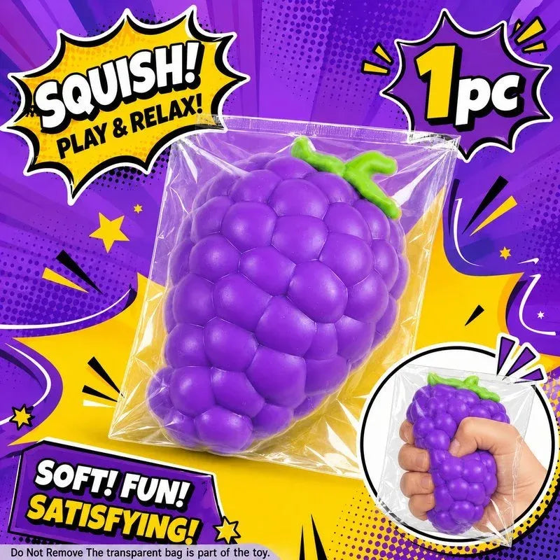 Giant Grape Squishy Toy | Soft TPR Slow Rebound, 16cm Realistic Bumps, Stress Relief & Portable, Must-Have Decompression Toy