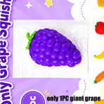 Giant Grape Squishy Toy | Soft TPR Slow Rebound, 16cm Realistic Bumps, Stress Relief & Portable, Must-Have Decompression Toy
