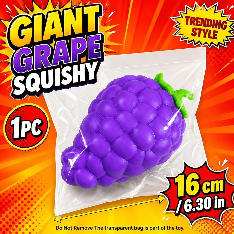 Giant Grape Squishy Toy | Soft TPR Slow Rebound, 16cm Realistic Bumps, Stress Relief & Portable, Must-Have Decompression Toy
