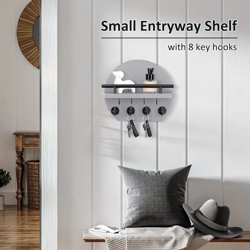 Handcrafted wooden wall organizer with partitioned storage and multifunctional use, easily creating a tidy and stylish entryway./GREY
