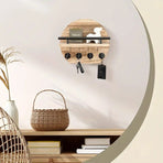 Handcrafted wooden wall organizer with partitioned storage and multifunctional use, easily creating a tidy and stylish entryway./GREY