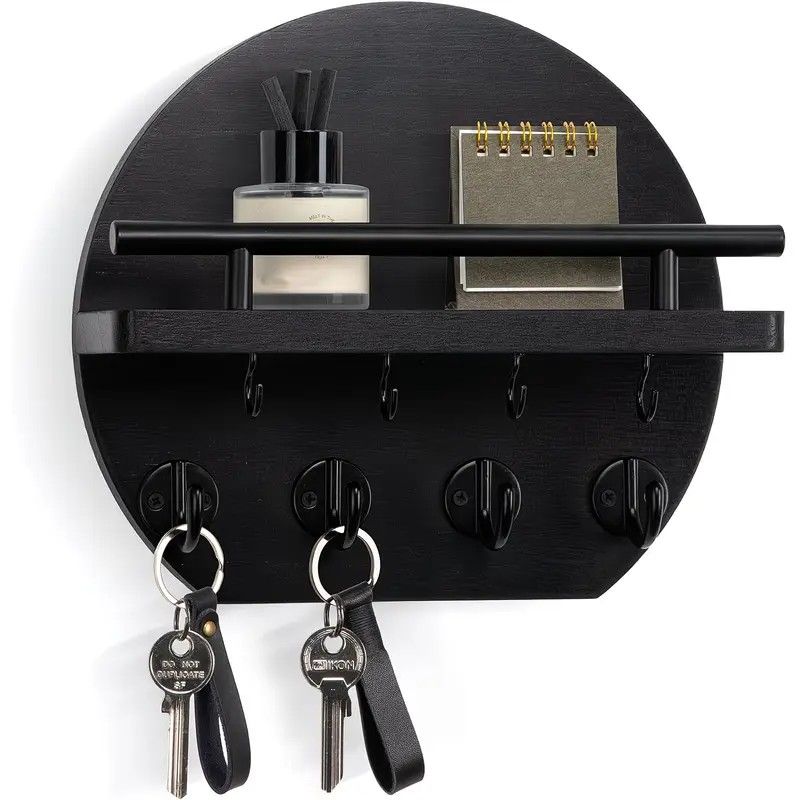 Handcrafted wooden wall organizer with partitioned storage and multifunctional use, easily creating a tidy and stylish entryway./GREY