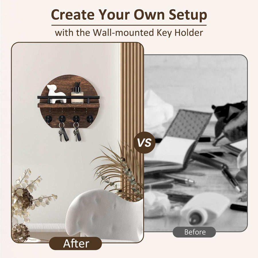 Handcrafted wooden wall organizer with partitioned storage and multifunctional use, easily creating a tidy and stylish entryway./GREY