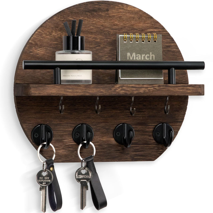 Handcrafted wooden wall organizer with partitioned storage and multifunctional use, easily creating a tidy and stylish entryway./GREY