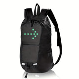 15L Backpack with USB Charging & Smart LED Turn Signals, Waterproof Cycling Commuter Daypack, Lightweight Nylon, Safety Reflective(black)