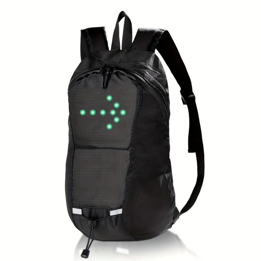 15L Backpack with USB Charging & Smart LED Turn Signals, Waterproof Cycling Commuter Daypack, Lightweight Nylon, Safety Reflective(black)