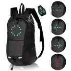15L Backpack with USB Charging & Smart LED Turn Signals, Waterproof Cycling Commuter Daypack, Lightweight Nylon, Safety Reflective(black)