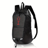 15L Backpack with USB Charging & Smart LED Turn Signals, Waterproof Cycling Commuter Daypack, Lightweight Nylon, Safety Reflective(Yellow gray)