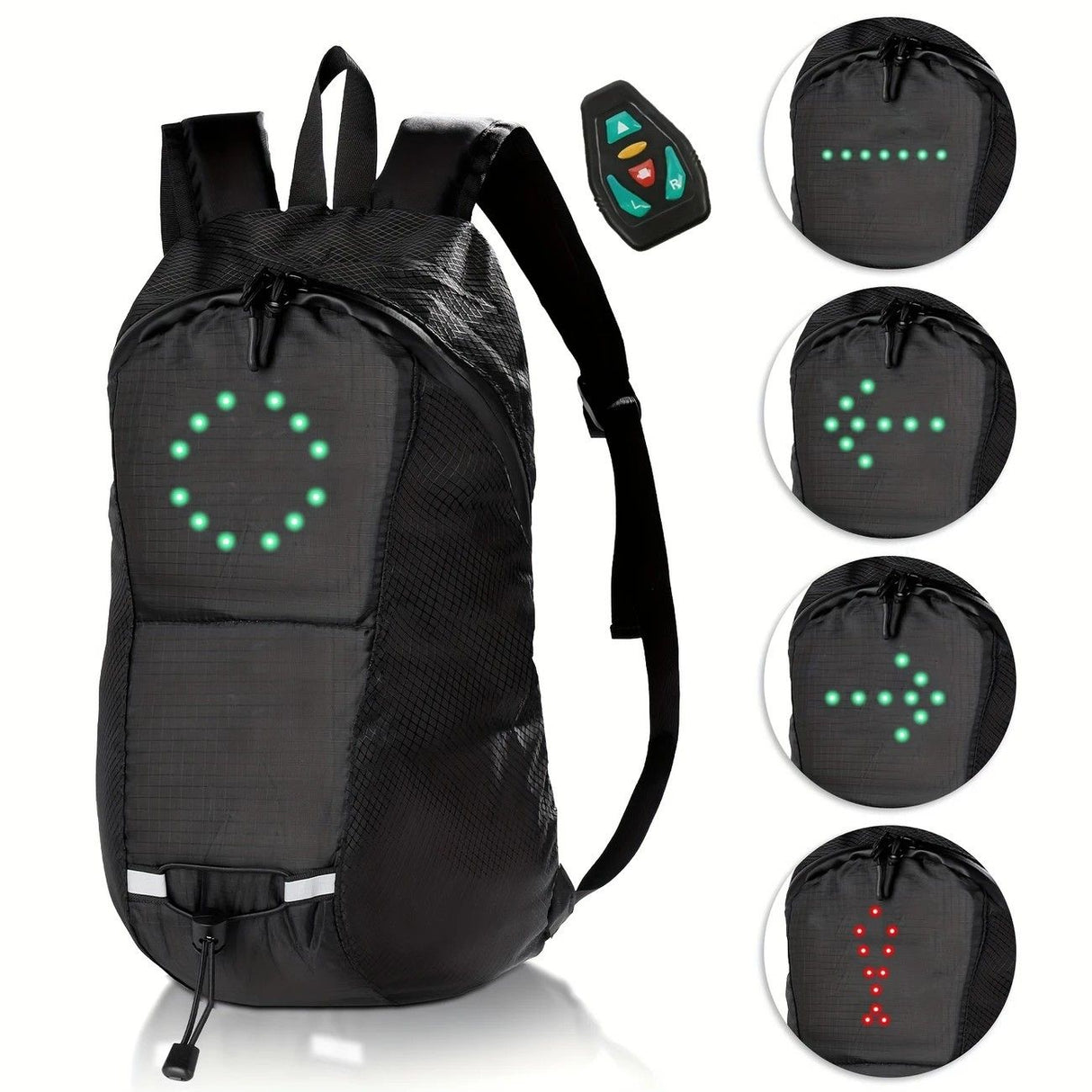 15L Backpack with USB Charging & Smart LED Turn Signals, Waterproof Cycling Commuter Daypack, Lightweight Nylon, Safety Reflective(Yellow gray)