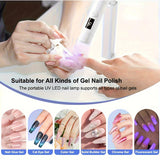 2-in-1 Nail Lamp: Handheld & Stand, 6-LED Fast Dry, Type-C Fast Charge, Smart Timer, Home/Travel DIY Nail Art Essential - Front View