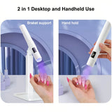 2-in-1 Nail Lamp: Handheld & Stand, 6-LED Fast Dry, Type-C Fast Charge, Smart Timer, Home/Travel DIY Nail Art Essential - Side View