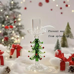 Glass Christmas Tree Candle Holder, Transparent Festive Tabletop Centerpiece