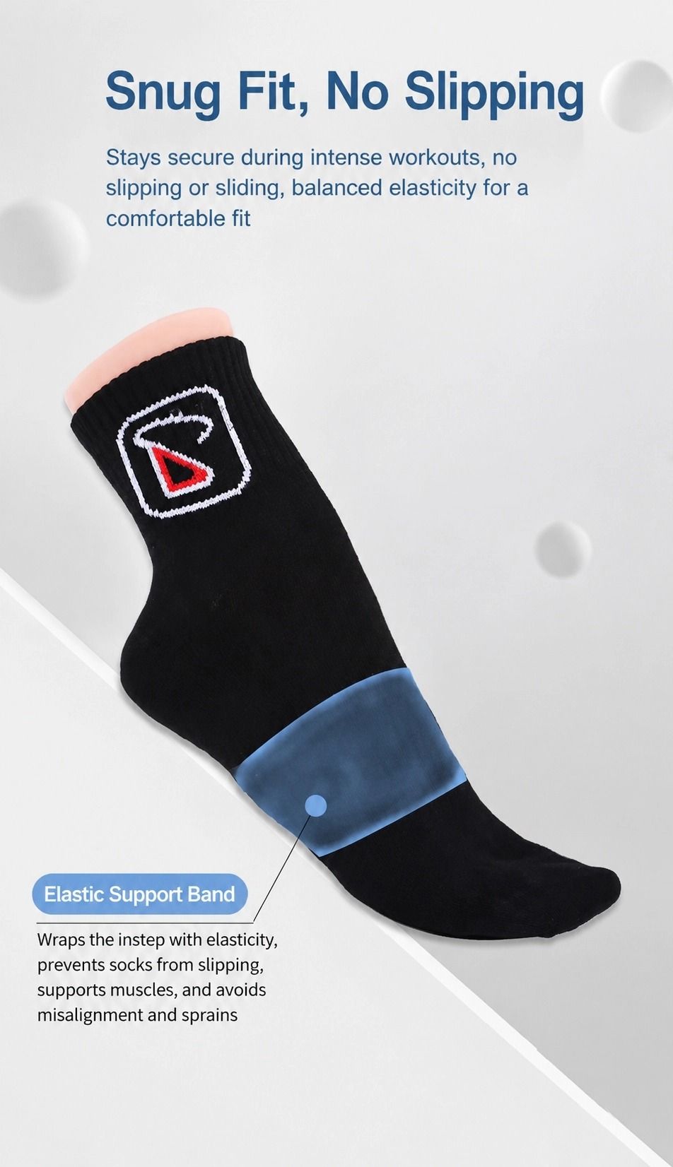 Breathable & moisture-wicking, antibacterial & odor-resistant — SMAIL DARING Bamboo Fiber Sports Socks 2-Pack (1 Pair White + 1 Pair Black) Size 35#-39#