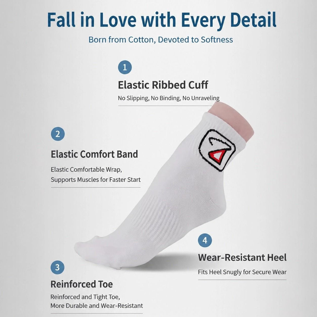 Breathable & moisture-wicking, antibacterial & odor-resistant — SMAIL DARING Bamboo Fiber Sports Socks 2-Pack (1 Pair White + 1 Pair Black) Size 40#-44#