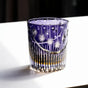 Hand-Carved Purple Kiriko Glass, Crystal Whiskey Glass, Edo Pattern High-End Spirits Glass