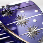 Hand-Carved Purple Kiriko Glass, Crystal Whiskey Glass, Edo Pattern High-End Spirits Glass