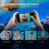 Newly Upgraded IPX8 Diving Phone Case, 15m Waterproof, 6.9-inch Universal, Surfing Swimming Underwater Photography, Shockproof and Scratch-Resistant.black - Top-Down View