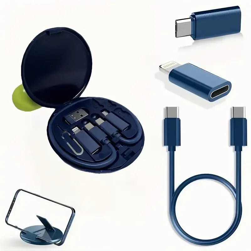 5-in-1 Cable Storage Box, Charging + Stand + Storage All-in-One, One Box Solves Your Travel Needs/BLACK