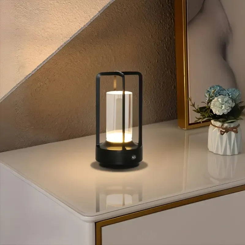 1pc Multifunctional Sparkling Crystal Table Lamp, Touch Rechargeable LED Light, Retro Cross Design, Portable & Energy-saving for Any Room - Ideal Gift(black)