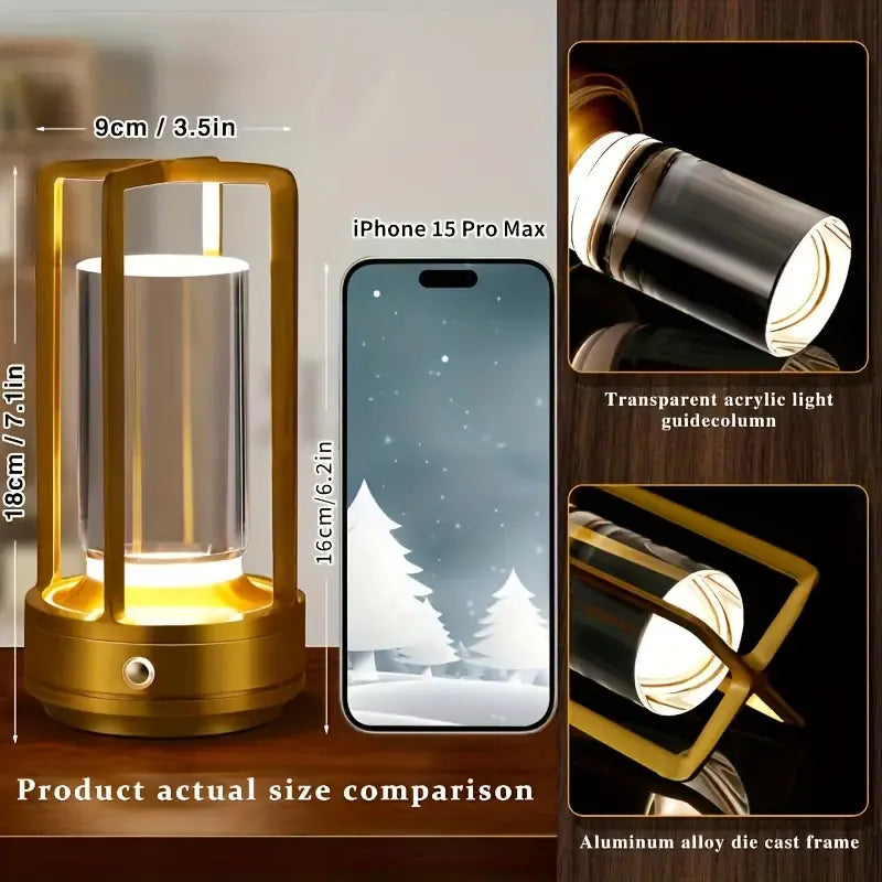 1pc Multifunctional Sparkling Crystal Table Lamp, Touch Rechargeable LED Light, Retro Cross Design, Portable & Energy-saving for Any Room - Ideal Gift(black)
