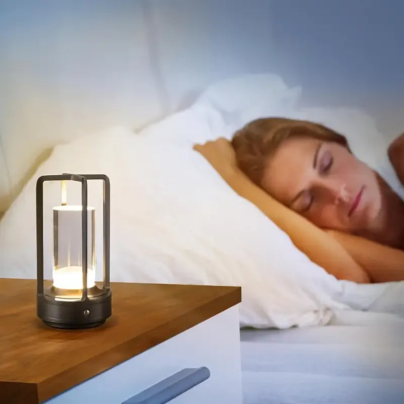 1pc Multifunctional Sparkling Crystal Table Lamp, Touch Rechargeable LED Light, Retro Cross Design, Portable & Energy-saving for Any Room - Ideal Gift(black)