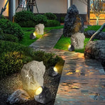 Solar Rock Spotlight Outdoor Waterproof Sensor LED Garden Landscape Tree Floodlight Lawn Decorative Light.*Black warm light