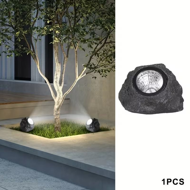 Solar Rock Spotlight Outdoor Waterproof Sensor LED Garden Landscape Tree Floodlight Lawn Decorative Light.*Black and white light