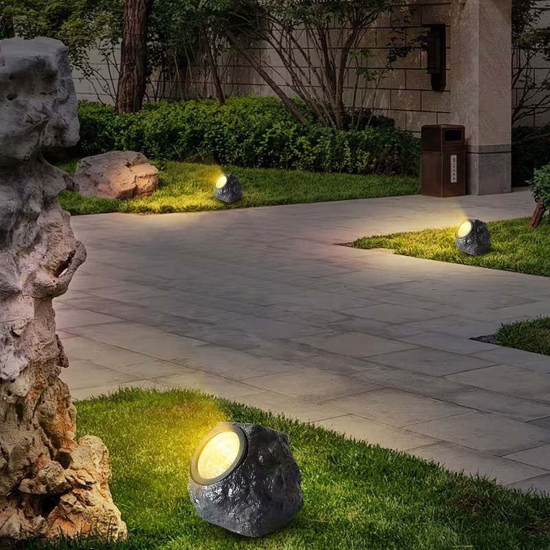Solar Rock Spotlight Outdoor Waterproof Sensor LED Garden Landscape Tree Floodlight Lawn Decorative Light.*Black and white light