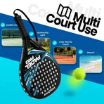 Padel Racket Carbon Fiber Lightweight Control EVA Core | Comfort Grip for Beginner & Intermediate Players（Blue-black line single shot）