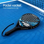 Padel Racket Carbon Fiber Lightweight Control EVA Core | Comfort Grip for Beginner & Intermediate Players（Blue-black line single shot）