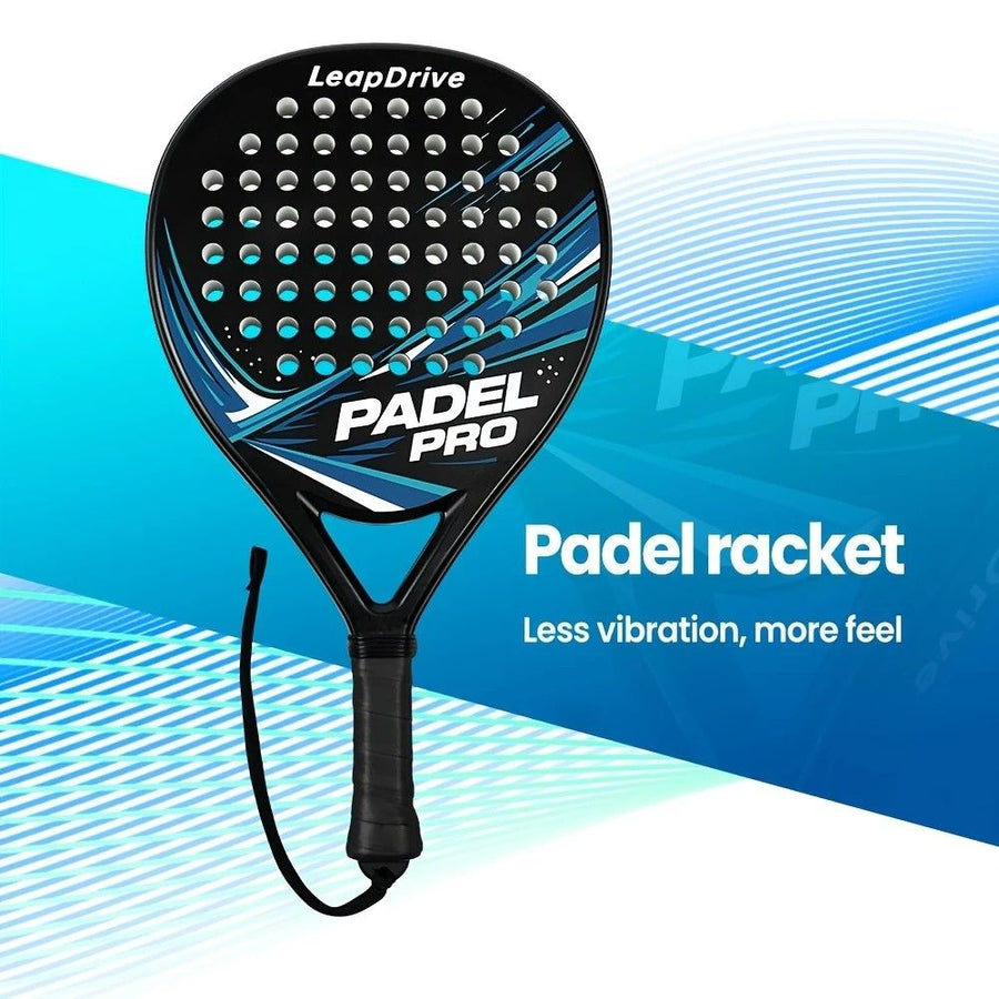 Padel Racket Carbon Fiber Lightweight Control EVA Core | Comfort Grip for Beginner & Intermediate Players（Blue-black line single shot）