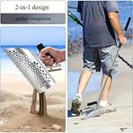 Stainless Steel 2-in-1 Sand Scoop – Metal Detecting & Beachcombing, Telescopic Handle, Sandcastle Tool
