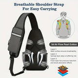 New Men's Chest Bag Lightweight Oxford Crossbody, Water-Resistant Durable Anti-Burden Shoulder Pack, Minimalist Casual Commute Cycling Sports Sling Bag(RED) - Rear View