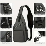 New Men's Chest Bag Lightweight Oxford Crossbody, Water-Resistant Durable Anti-Burden Shoulder Pack, Minimalist Casual Commute Cycling Sports Sling Bag（Dark grey）