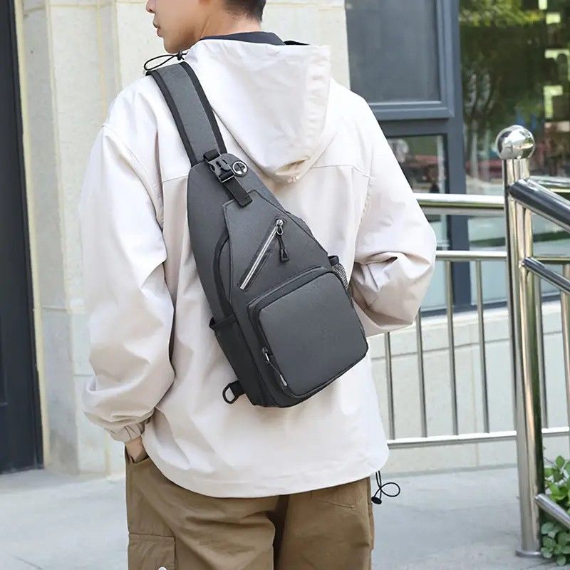 New Men's Chest Bag Lightweight Oxford Crossbody, Water-Resistant Durable Anti-Burden Shoulder Pack, Minimalist Casual Commute Cycling Sports Sling Bag（dark blue）