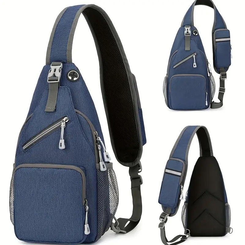 New Men's Chest Bag Lightweight Oxford Crossbody, Water-Resistant Durable Anti-Burden Shoulder Pack, Minimalist Casual Commute Cycling Sports Sling Bag（tree leaf）
