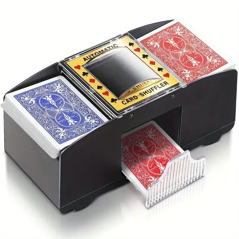 Automatic Card Shuffler, Transparent Plastic One-Touch Shuffling, Family Game & Poker Essential, Ages 14+