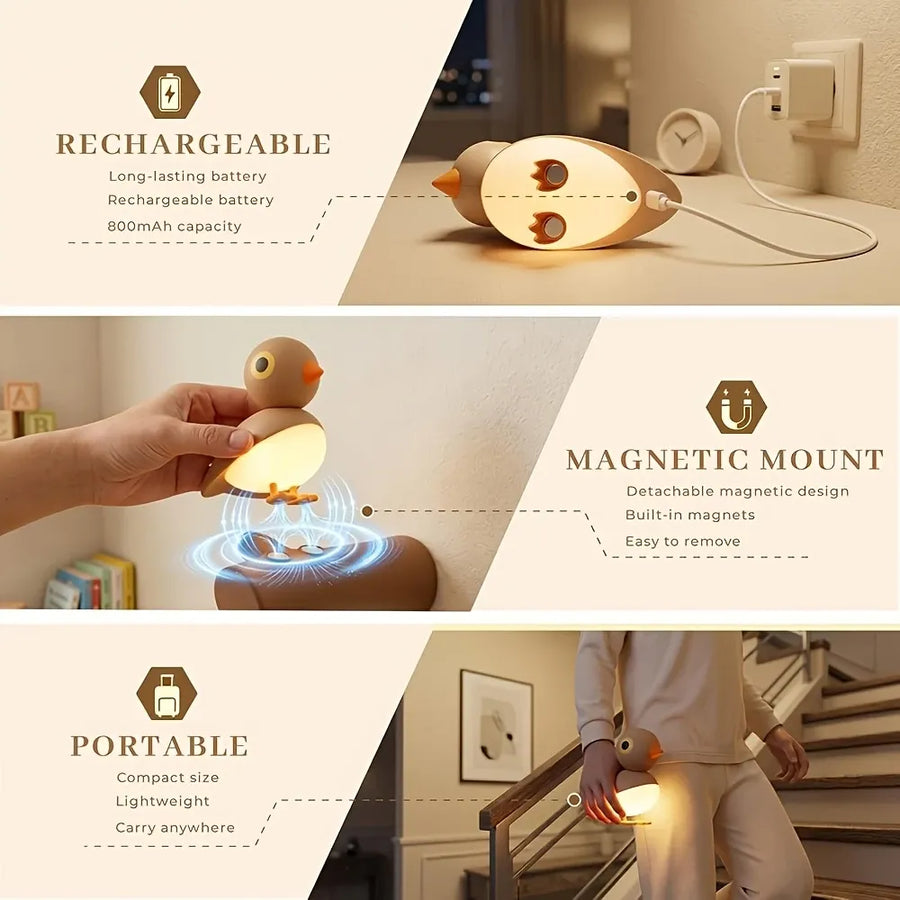 Lucky Bird Motion Sensor Night Light, PIR + Light Dual Control, 7m Range, Magnetic Wall Mount, 800mAh Rechargeable, Soft Warm White.(brown)