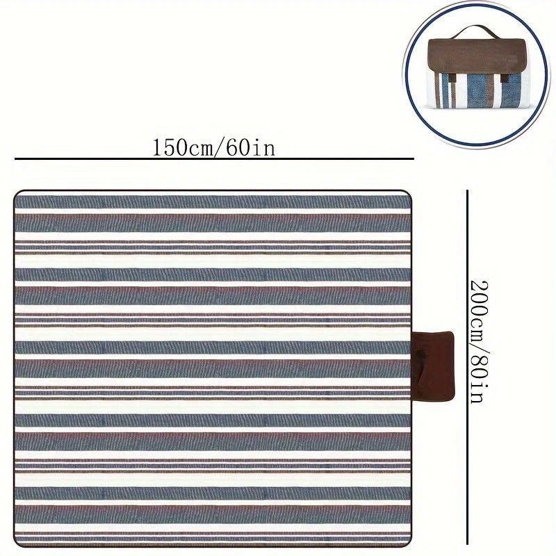 Double-layer Nylon Picnic Mat High-density Waterproof Base + Nylon Padding Lightweight Foldable with Carry Handle Machine Washable & Easy Care  Ideal for Beach Camping Park Outdoor Picnics。（150*200CM)