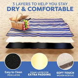 Double-layer Nylon Picnic Mat High-density Waterproof Base + Nylon Padding Lightweight Foldable with Carry Handle Machine Washable & Easy Care  Ideal for Beach Camping Park Outdoor Picnics。（150*200CM)